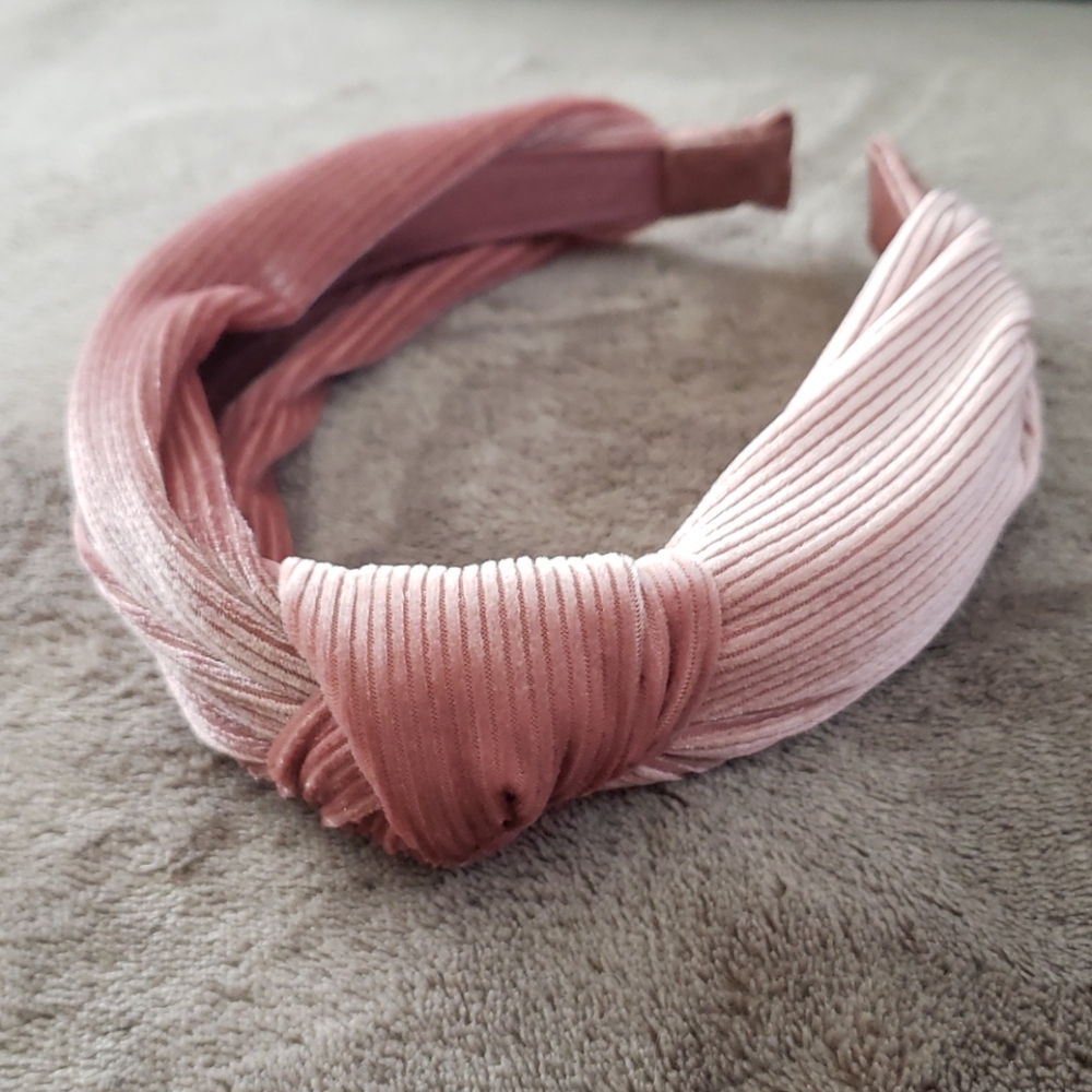 Pink velvet headband